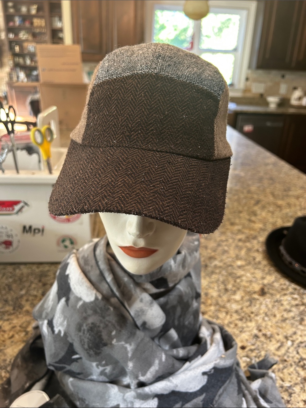 Scala Pronto Tweed Ball Cap in Brown and Gray OSFM